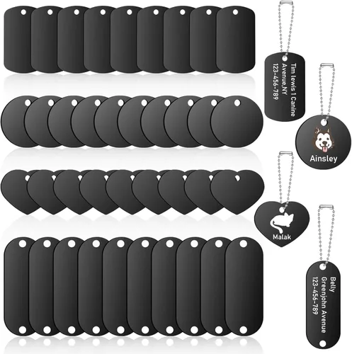 Gisafai 120 Pz Etiquetas en Blanco de Aluminio para Grabar, Etiquetas en Forma de Corazón y Rectángulo, para Sellado, Etiquetas de Identificación