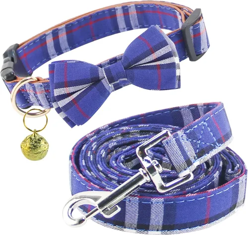 Miniatura 6 de Yizepet Collar de perro con moño - Collar ajustable para mascotas con hebilla de plástico, patrón elegante para perros pequeños, medianos o grandes