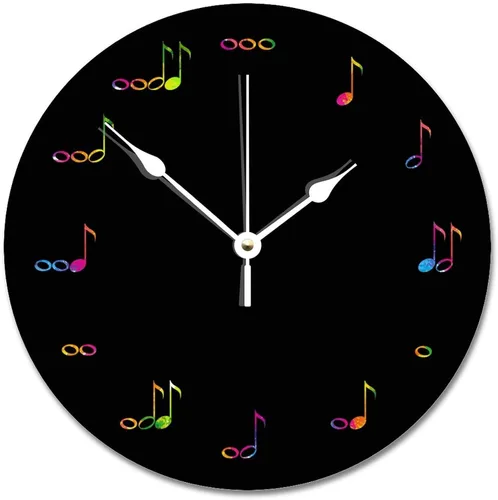 Miniatura 16 de Reloj de pared con aspecto de madera natural, reloj de pared de guitarra acústica, silencioso, redondo, de madera, funciona con pilas, reloj