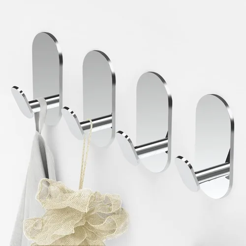 Miniatura 12 de Ganchos adhesivos para toallas para baños, paquete de 2, acero inoxidable níquel cepillado y aleación de zinc, ganchos de pared pegajosos