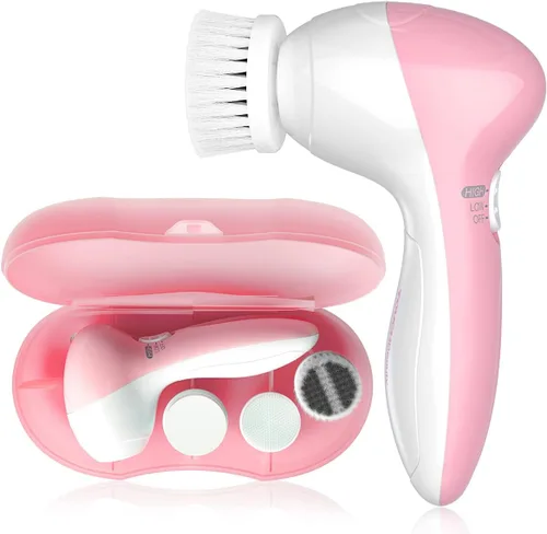 Cepillo eléctrico de limpieza facial para mujeres, limpiador facial 3 en 1 y cepillo exfoliante con 3 cabezales de cepillo, 2 velocidades, cepillo