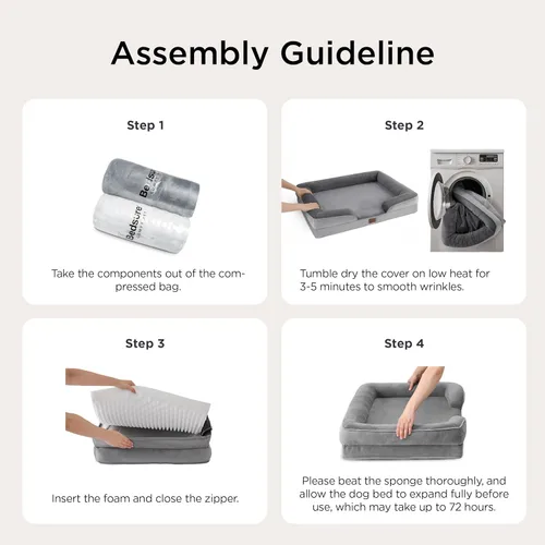 Miniatura 8 de Bedsure Cama ortopédica XL para perros extragrandes, cama lavable para perros y gatos, impermeable, cómodo sofá para perros con funda extraíble Gris