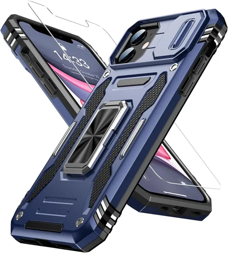 Miniatura 14 de MERRO Funda para iPhone 13 Pro con protector de pantalla, protección de cámara deslizante, funda resistente de grado militar con soporte magnético