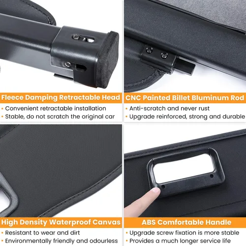 Miniatura 5 de Cubierta de carga para maletero para Nissan Rogue S SV SL Platinum 2014-2020 retráctil para maletero trasero de carga, cubierta de seguridad