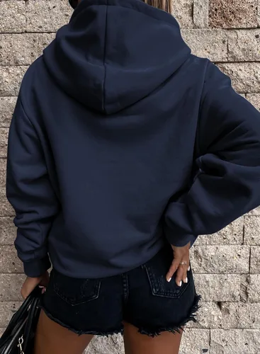 Miniatura 3 de SHEWIN - Sudadera casual con capucha de manga larga para mujer, ligera, color liso, holgada, con bolsillo