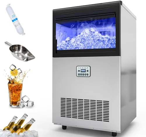 Miniatura 10 de YITAHOME Máquina para hacer hielo de 100 libras, máquina de hielo comercial bajo encimera, certificado ETL y DOE, grandes máquinas de hielo