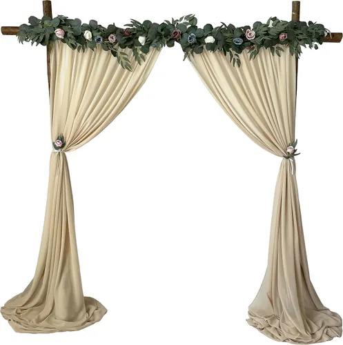 Miniatura 18 de Cortinas de fondo de gasa transparente de 10 x 10 pies (5 x 2 paneles), cortinas de tela de gasa para bodas, cortina larga transparente para sala