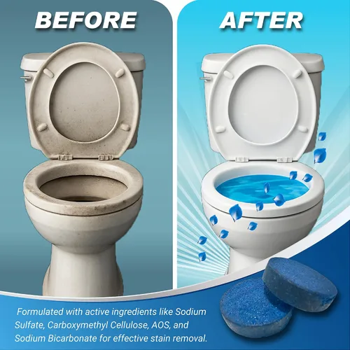 Miniatura 3 de Shinefy - Limpiador automático para inodoro en tabletas – 20 pastillas - Limpiadores de tanque de baño de gel azul, removedor de anillos de agua