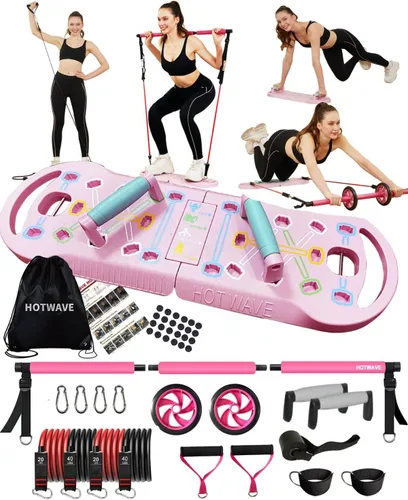 HOTWAVE Push Up Board Fitness, Portable Foldable 20 in 1 Push Up Bar at Home Gym, Pushup Handles for Floor. Professional Strength Training Equipment