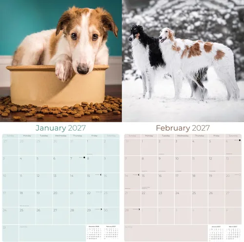 Miniatura 2 de Calendario Borzoi 2025 2026 – Calendario mensual de pared de raza de perro – 12 x 24 pulgadas abierto – Papel grueso que no se corre – Regalar