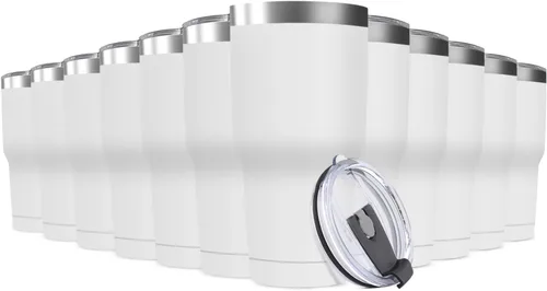 Miniatura 12 de Taza de viaje de acero inoxidable de 30 onzas con tapa, paquete de 16 vasos a granel aislados al vacío de doble pared, taza de café