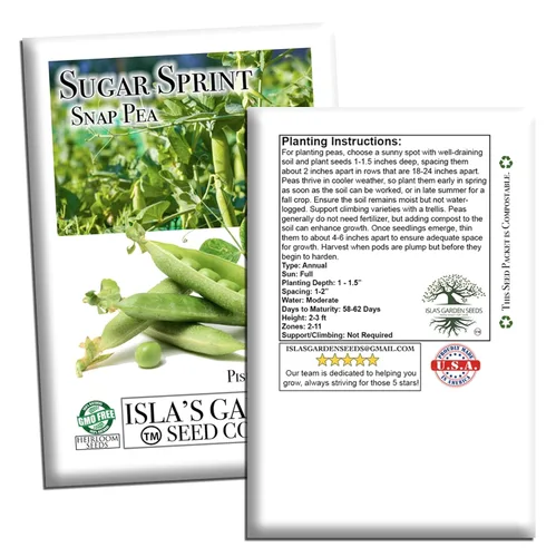 Miniatura 7 de Sugar Sprint Snap Pea Seeds (Pisum sativum) – Más de 25 semillas tradicionales sin OMG de Isla's Garden Seeds, cápsulas comestibles crujientes