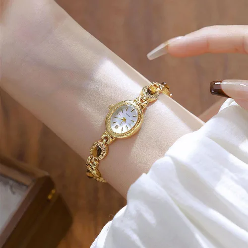 Miniatura 4 de ADSBIAOYE Reloj de mujer vintage elegante esfera ovalada oro reloj de pulsera para mujer vestido de moda impermeable analógico casual reloj