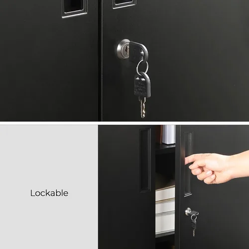 Miniatura 6 de SONGMICS Gabinete de Garaje, Gabinete de Almacenamiento de Metal con Puertas y Estantes, para Oficina en Casa, Garaje y Cuarto de Servicio, Negro