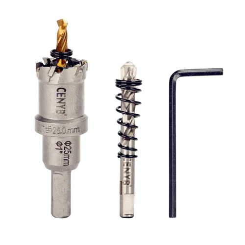 Miniatura 52 de 10 piezas (16-54 mm) Kit de sierra perforadora de carburo TCT para metales duros. Incluye 2 brocas de titanio, 1 broca piloto escalonada y 2 llaves