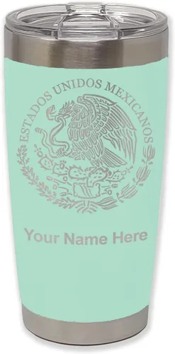 Miniatura 35 de LaserGram Vaso aislado al vacío de 20 onzas, bandera de México, grabado personalizado incluido (gris)