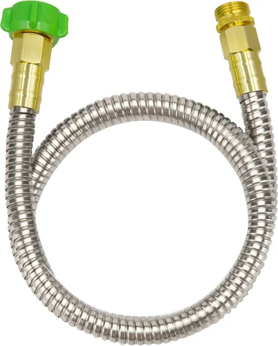 Miniatura 10 de YANWOO Manguera de jardín de acero inoxidable 304 de 10 pies con conector de metal hembra a hembra, manguera de agua flexible y ligera (10 pies)