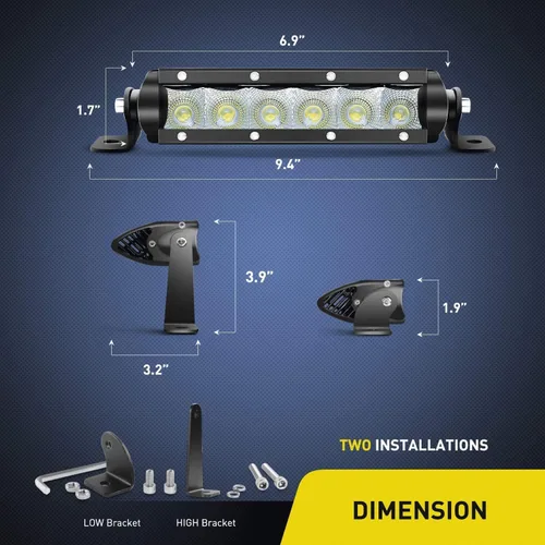 Miniatura 3 de Nilight 40001F-B Bar Super Slim 2 piezas de 7 pulgadas 30 W de niebla de conducción de inundación 3600 lm, luces LED de una sola fila para soportes