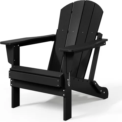 Miniatura 9 de WestinTrends Malibu HDPE - Silla plegable Adirondack de polietileno para exteriores, color negro