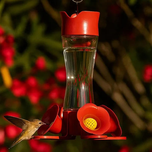 Miniatura 7 de Perky-Pet 203CPBN Comedero de vidrio para colibríes al aire libre con posaderos, foso de hormigas, protectores de abejas - Paquete de 1
