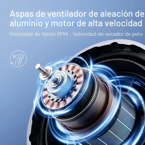 Miniatura 2 de JISULIFE Ventilador turbo portátil de mano, mini ventilador personal ajustable de 100 velocidades, funciona con batería recargable USB de 9000 mAh