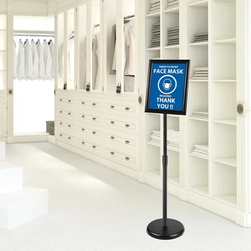 Miniatura 8 de Soporte de letrero de pie de pedestal de 11 x 17 pulgadas, soporte ajustable de aluminio para cartel con marco abierto para aviso/póster/anuncio