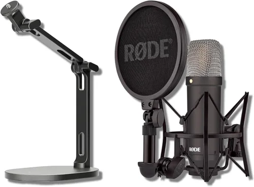 Miniatura 12 de Rode NT1 Signature - Paquete de micrófono condensador de diafragma grande negro con soporte de trípode MS7701B Euro Boom - Micrófono de estudio XLR