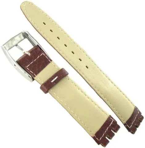 Miniatura 3 de Correa de reloj Morellato marrón Gen.Italian de cuero en contraste cosido para Swatch de 0.787in