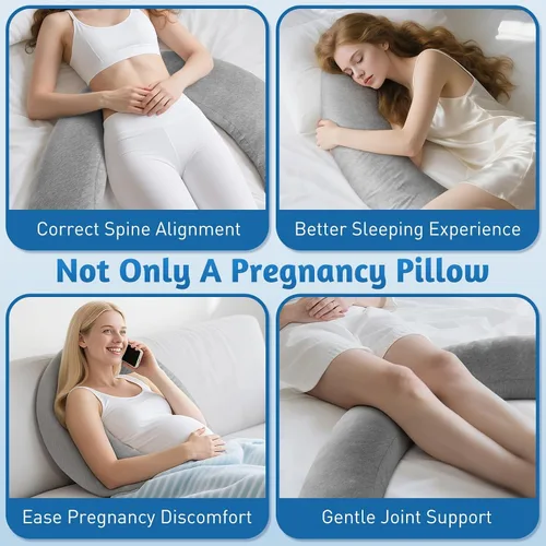 Miniatura 7 de SweetSlubr Almohada corporal, almohadas de embarazo para dormir, almohada de maternidad en forma de C para mujeres embarazadas con firmeza
