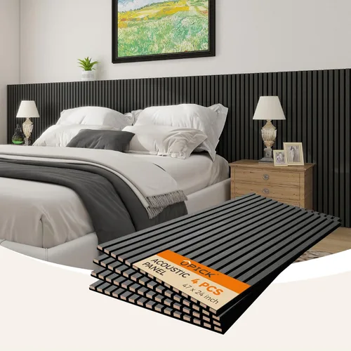 Miniatura 11 de Upick Paneles de pared acústicos de MDF, paquete de 5 paneles de madera de listones 3D de 3.9 x 4.7 pulgadas para pared, paneles insonorizados