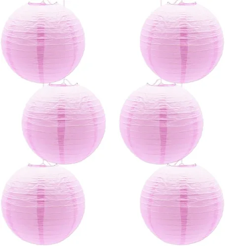 Miniatura 13 de 6 linternas de papel de 12 pulgadas, color rosa, chinas, japonesas, redondas, colgantes, faroles de papel para Halloween, bodas, cumpleaños, faroles