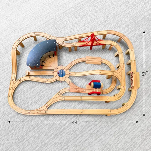 Miniatura 7 de Melissa & Doug Juego de ferrocarril de madera, 130 piezas