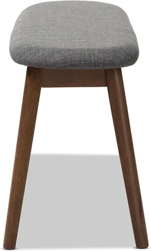 Miniatura 5 de Baxton Studio Easton - Banco de madera tapizado de tela gris oscuro moderno de mediados de siglo Gris claro