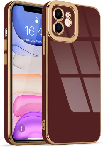 Miniatura 85 de Lafunda Diseñada para iPhone 13 Pro, fundas lujosas con chapado lindo para mujeres y niñas, elegante borde dorado, a prueba de golpes, TPU con funda