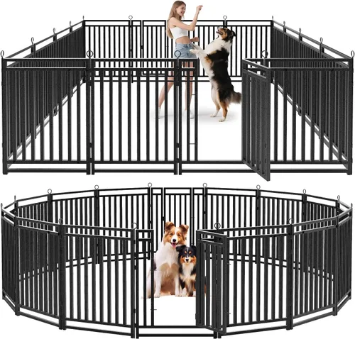 Valla para perros para exteriores e interiores, 40 pulgadas de altura, 16 paneles de corral para perros grandes, medianos y pequeños, corral de