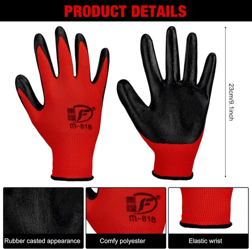 Miniatura 2 de Guantes de jardinería para hombres y mujeres, guantes de trabajo con revestimiento de goma transpirable para jardinería, 9.1 pulgadas