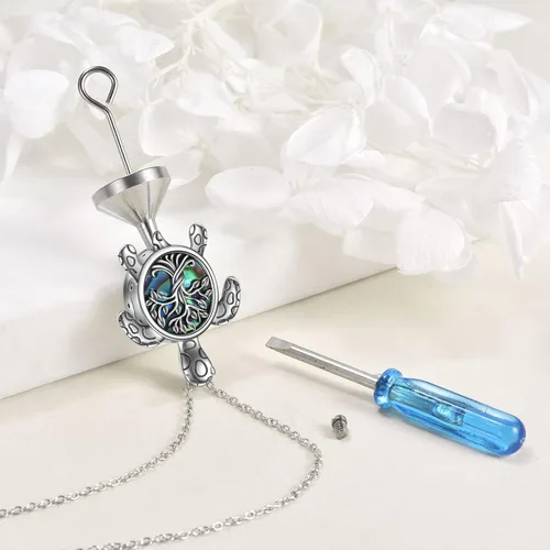 Miniatura 3 de YFN Collar de urna para cenizas con abulón de plata de ley tortuga marina búho perro flor de oto mariposa regalo de joyería para mujeres y niñas 182