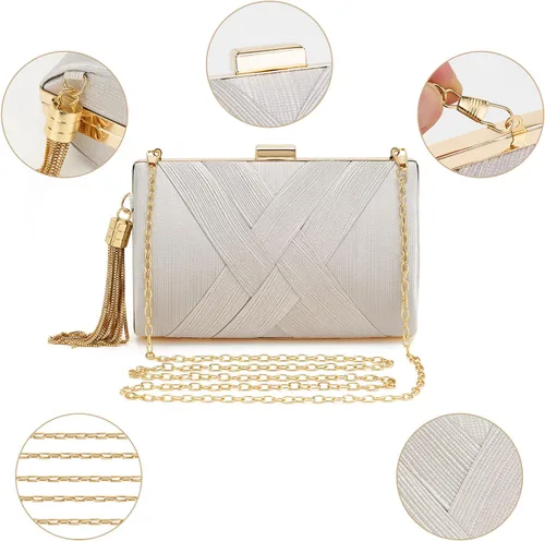 Miniatura 4 de Bolso de mano para mujer, bolso de noche con flecos, bolso de mano para mujer, bolso de mano de boda, bolso de mano con cadena, bolso cruzado