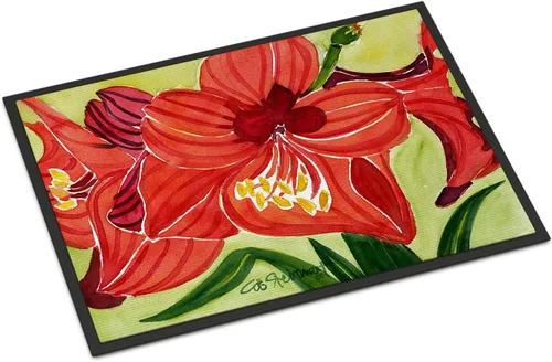 Miniatura 68 de Caroline's Treasures 6055MAT Flower - Tapete Amaryllis de 18 x 27 pulgadas para puerta delantera, para interiores y exteriores, para entrada