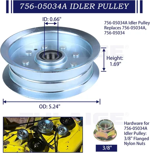 Miniatura 4 de Paquete de 2 conjuntos de husillo 918-06976 con polea 756-05034A reemplazan al husillo Cub Cadet 918-06976A 618-06976 para Cub Cadet XT1-LT42
