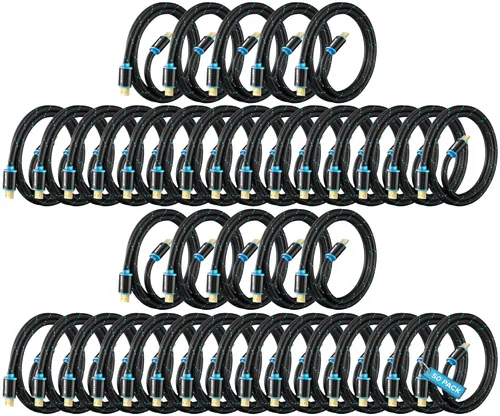 Miniatura 23 de Cable HDMI 4K Ultra HD de 1 pie (paquete de 100) Cable HDMI 2.0 trenzado de nailon, alta velocidad 18Gbps 4K60Hz HDR, 3D, 2160p, 1080p, HDCP 2.2