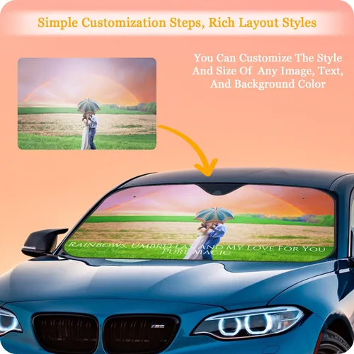 Miniatura 2 de Parasol personalizado para parabrisas de automóvil Visera solar personalizada con 1-4 fotos Añade tu propia foto Logotipo Texto Plegable Reflectante