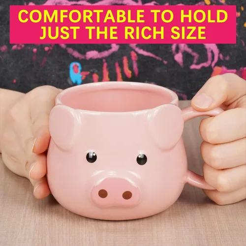 Miniatura 6 de Taza de café de cerdo ToCooTo 14 oz de cerámica, taza de café novedosa 3D de porcelana, taza de té para mujeres, regalos de Navidad, inauguración