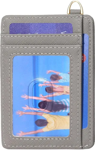 Miniatura 18 de Badiya Tarjetero delgado minimalista para tarjetas de crédito, bolsillo frontal con bloqueo RFID, estuche compacto para tarjetas con ventana