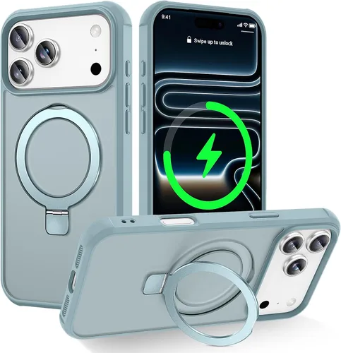 Miniatura 63 de CHAOFEnG Funda magnética compatible con iPhone 11 con soporte, prueba de caídas de grado militar, compatible con imán, anillo translúcido, parte