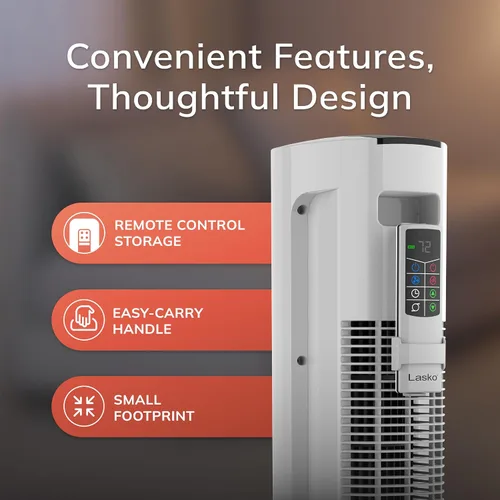 Miniatura 6 de Lasko Ventilador de torre oscilante para todas las estaciones y calentador de espacio en uno para el hogar con termostato ajustable, protección
