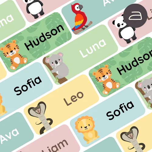 Miniatura 9 de Etiquetas de nombre termoadhesivas y etiquetas de nombre para ropa (120 unidades), etiquetas de tela personalizadas para niños, escuela, guardería