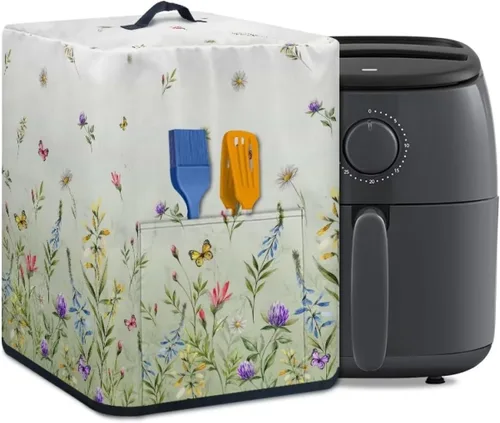 Miniatura 26 de Air Fryer Oven Dust Cover with Handle and Pocket, Easy Cleaning Electric Appliance Cover, Brown Flower Flor marrón (Brown Flower)