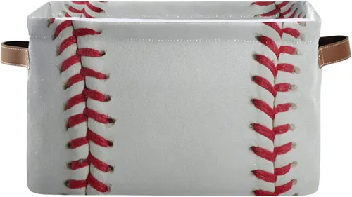 Cestas de almacenamiento plegables, cubos de almacenamiento de béisbol con asas, organizador de tela decorativa, cajas de almacenamiento para