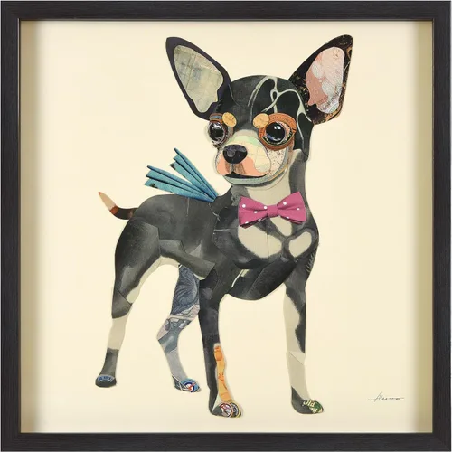 Miniatura 28 de Empire Art Direct Alex Zeng - Papel gráfico enmarcado con collage dimensional de bulldog francés bajo vidrio, listo para colgar, 17 x 17 pulgadas